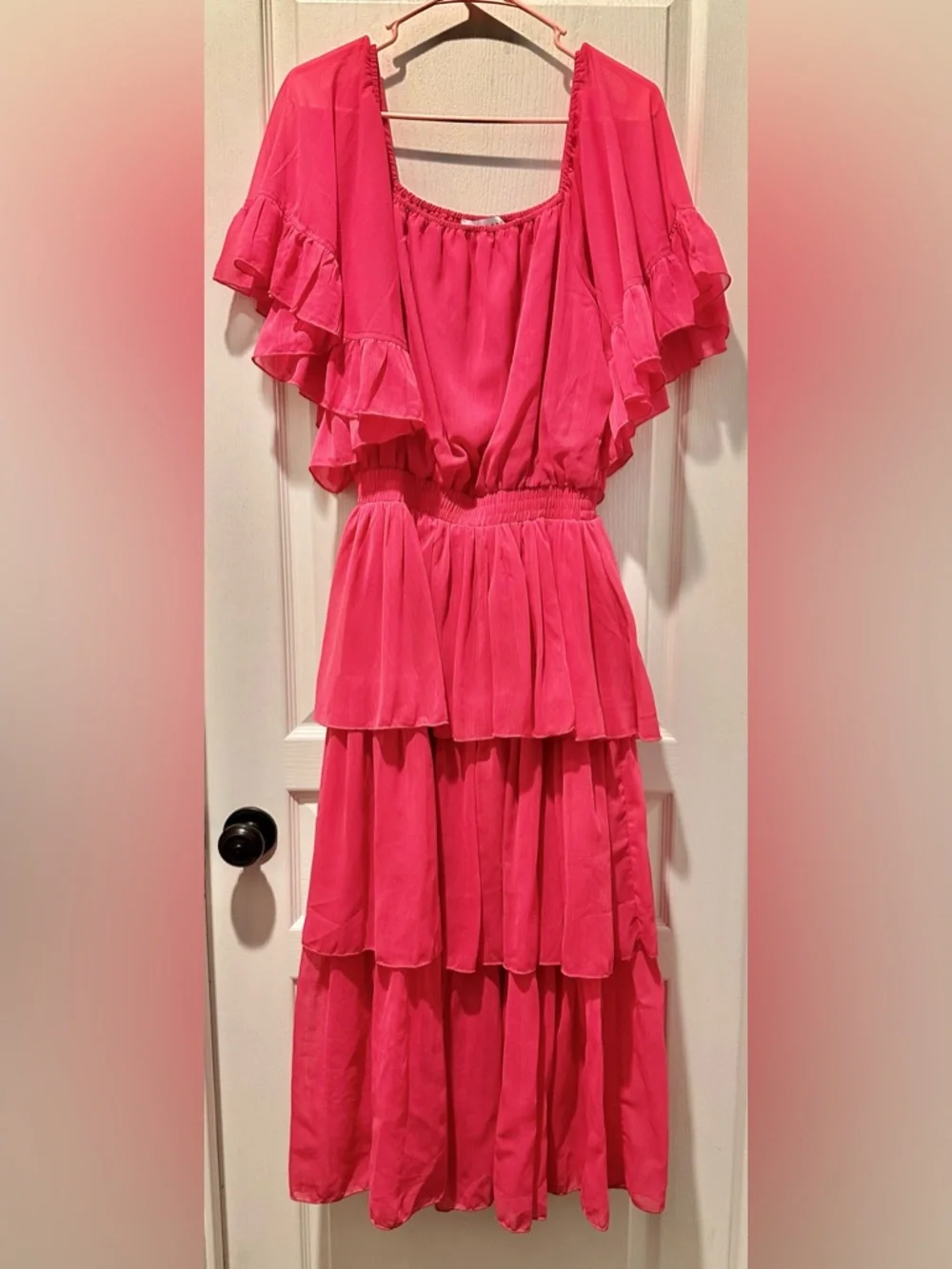 Endless Rose Chiffon Off the Shoulder Ruffle Tier Maxi Dress - Picture 9 of 9